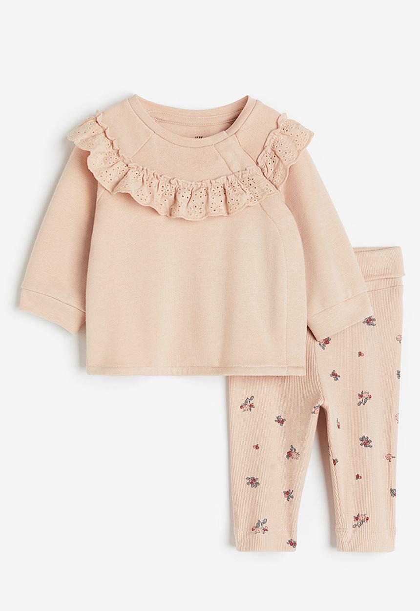 H&M - 2 piece cotton set - dusty pink floral