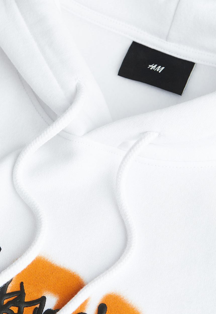 H&M - Loose fit printed hoodie - white/varcity