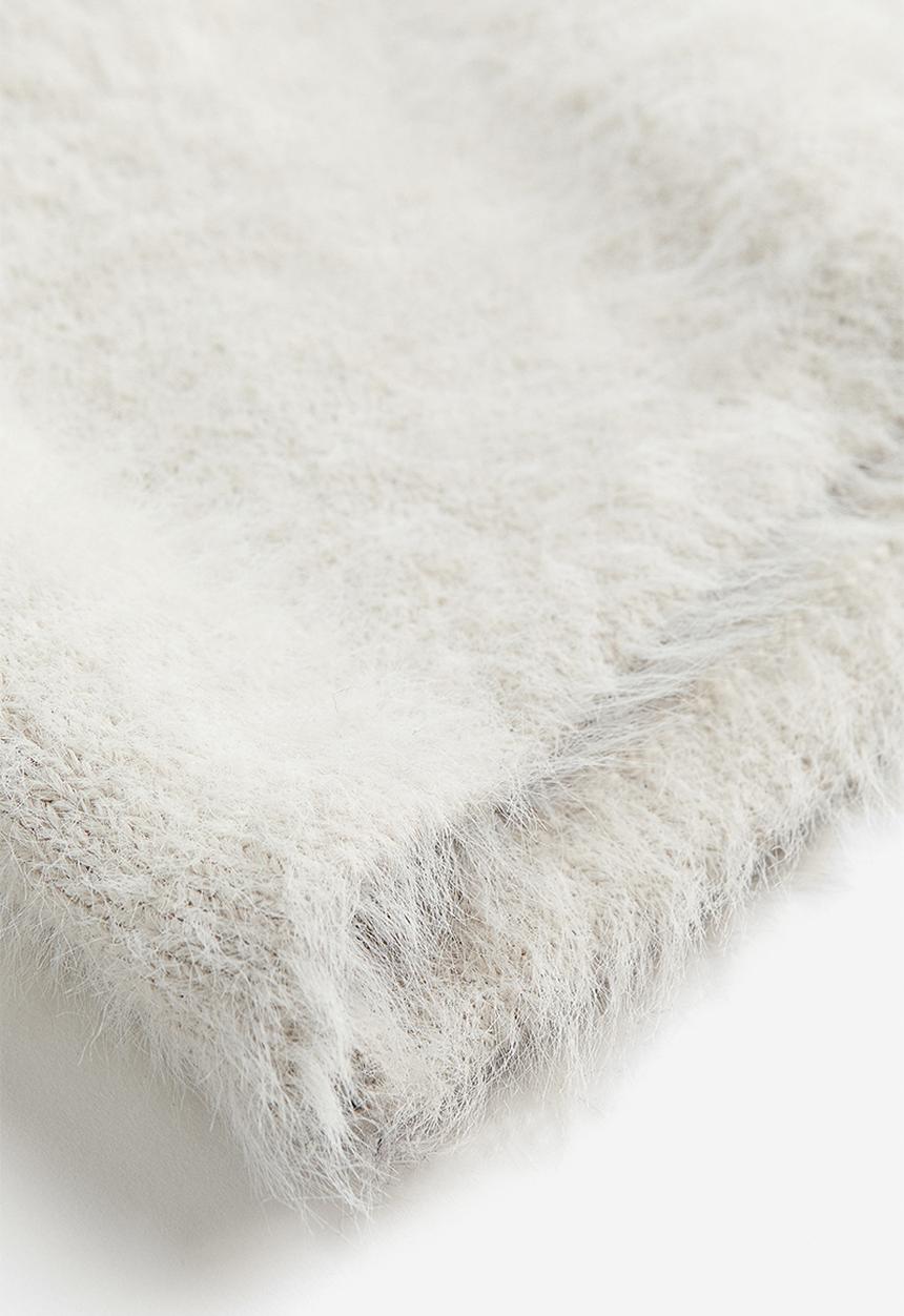H&M - Fluffy-knit bodycon dress - beige & grey
