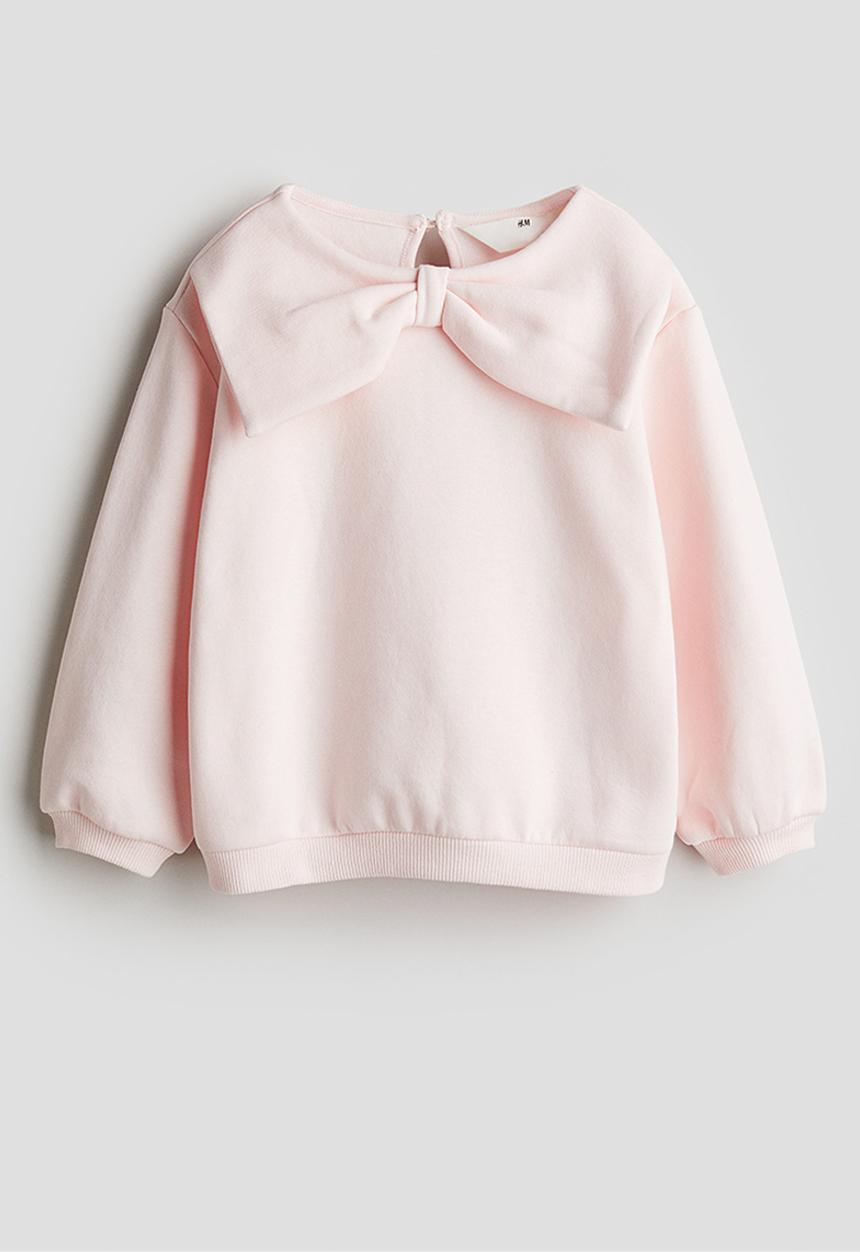 H&M - Bow-detail sweatshirt - light pink 