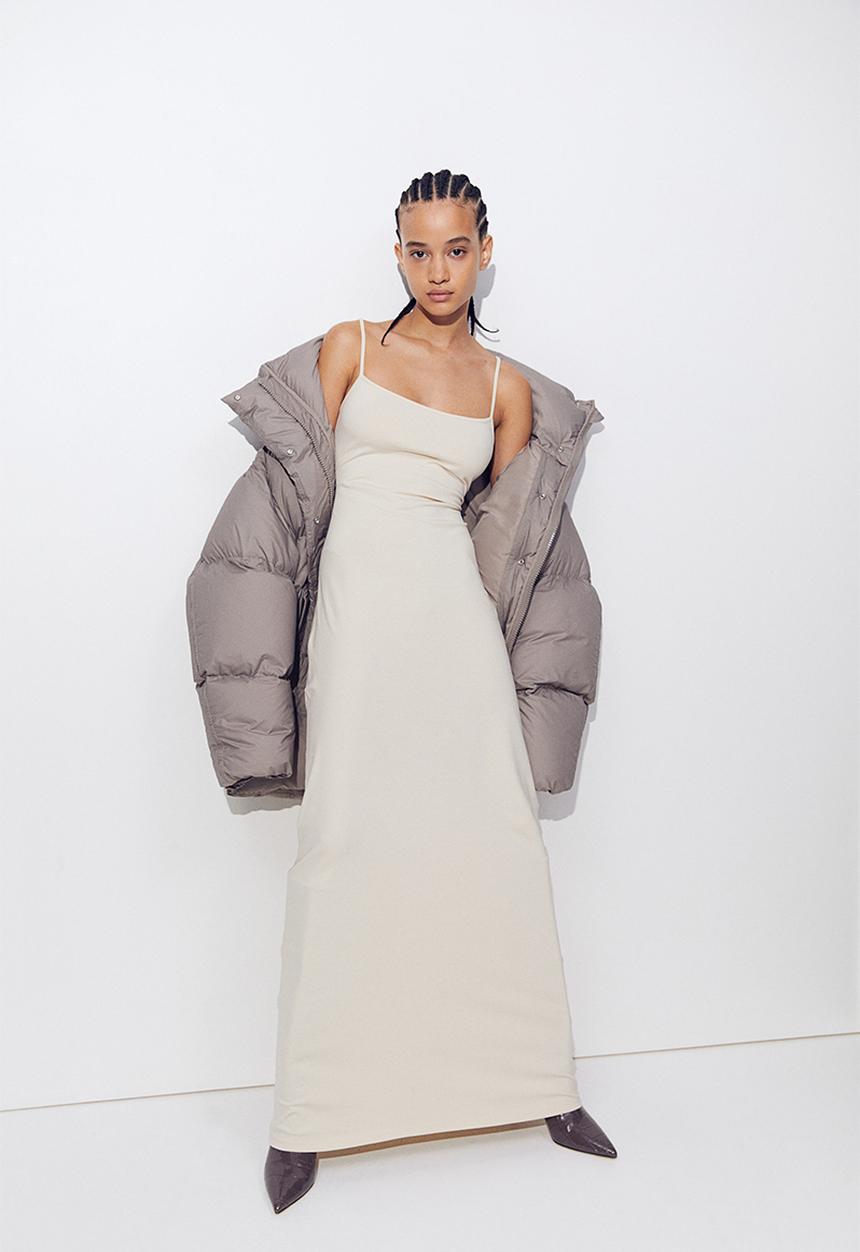 H&M - Jersey strappy dress - light beige 