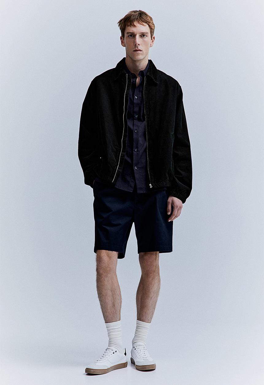 H&M - Loose fit corduroy shacket - black