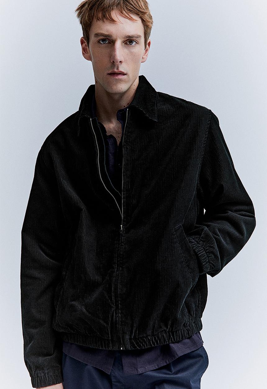 H&M - Loose fit corduroy shacket - black