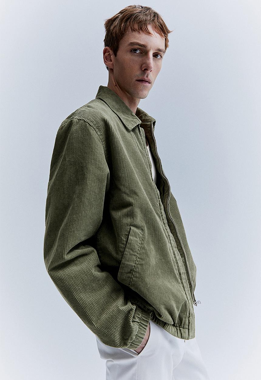 H&M - Loose fit corduroy shacket - khaki green