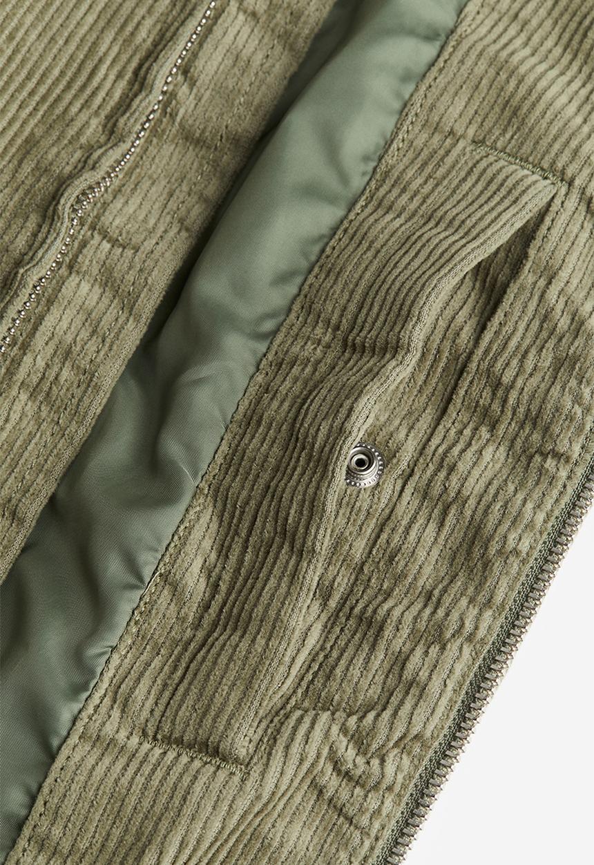 H&M - Loose fit corduroy shacket - khaki green