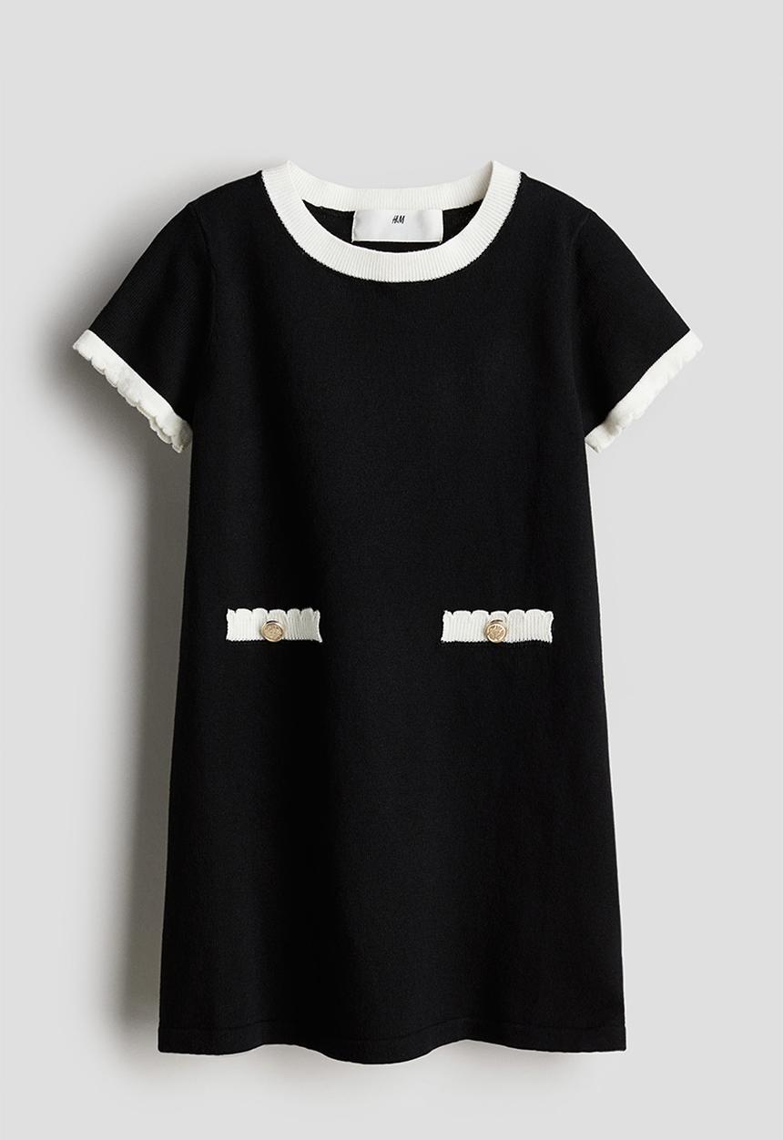 H&M - Fine-knit cotton dress - black