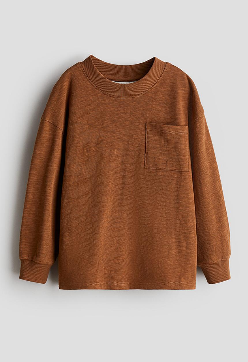 H&M - Long-sleeved slub jersey t-shirt - brown