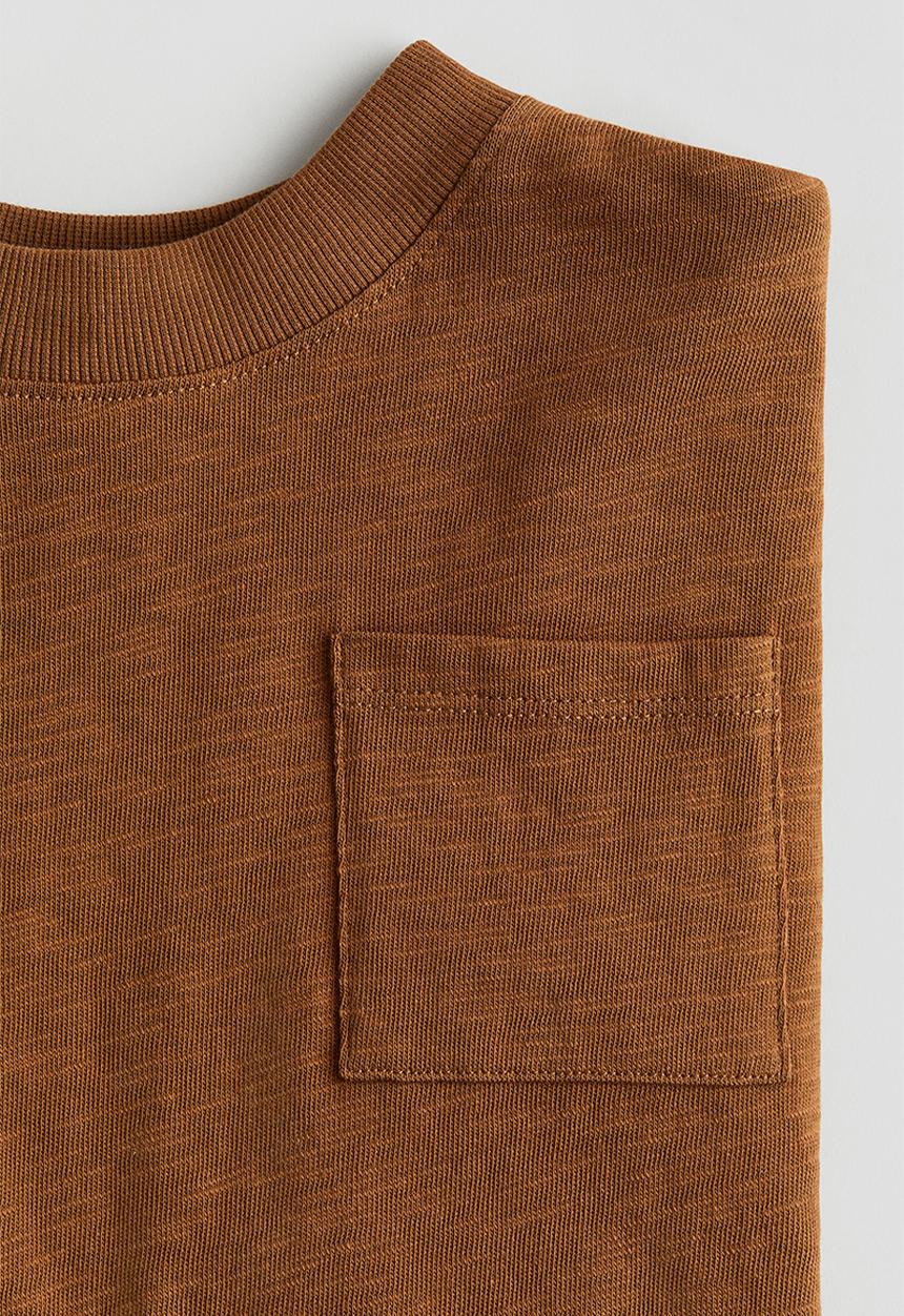 H&M - Long-sleeved slub jersey t-shirt - brown