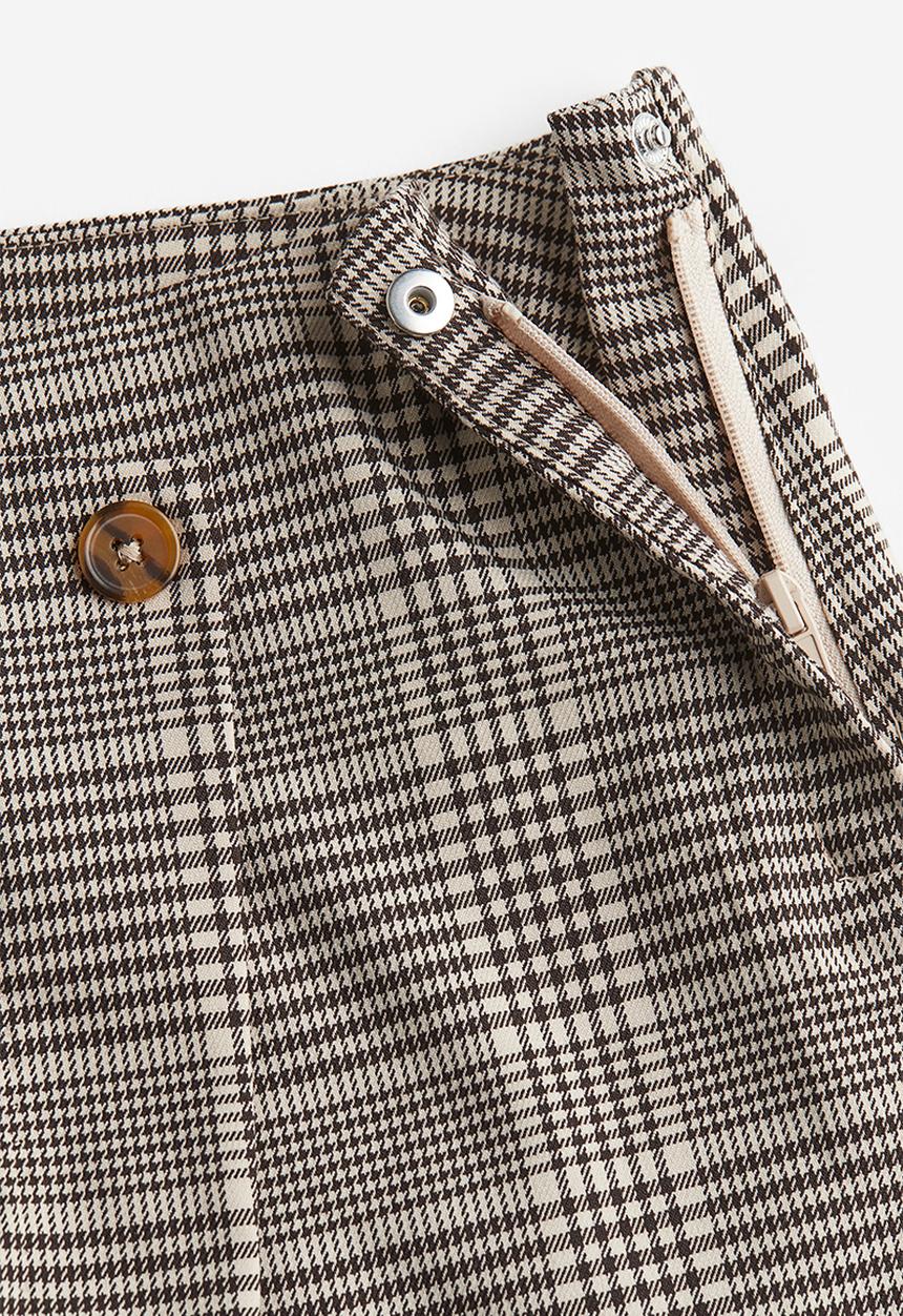 H&M - Wrap skirt - dark brown & dogtooth-patterned
