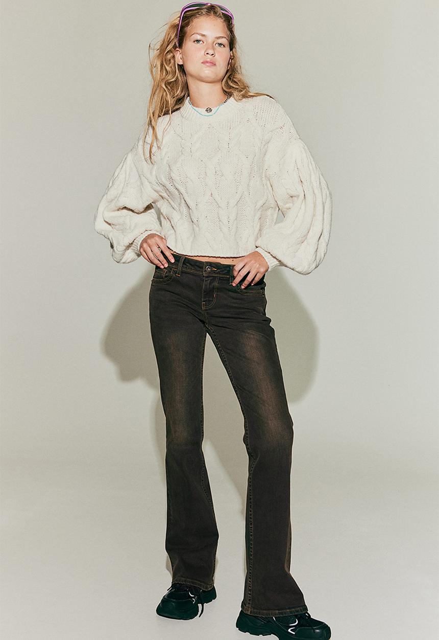 H&M - Flared low jeans - brown washed out