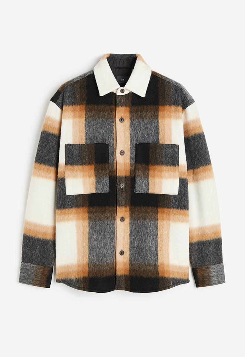 H&M - Loose fit overshirt - orange/checked