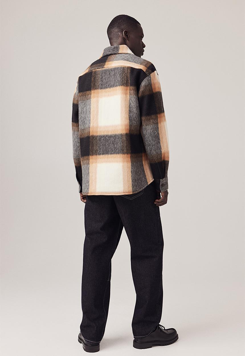 H&M - Loose fit overshirt - orange/checked