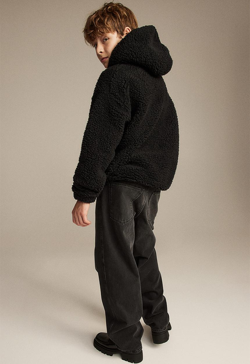H&M - Teddy hoodie - black