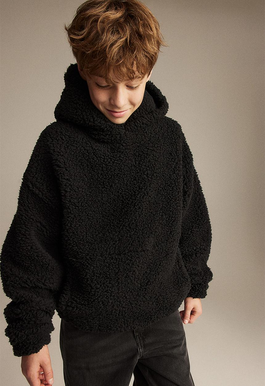 H&M - Teddy hoodie - black