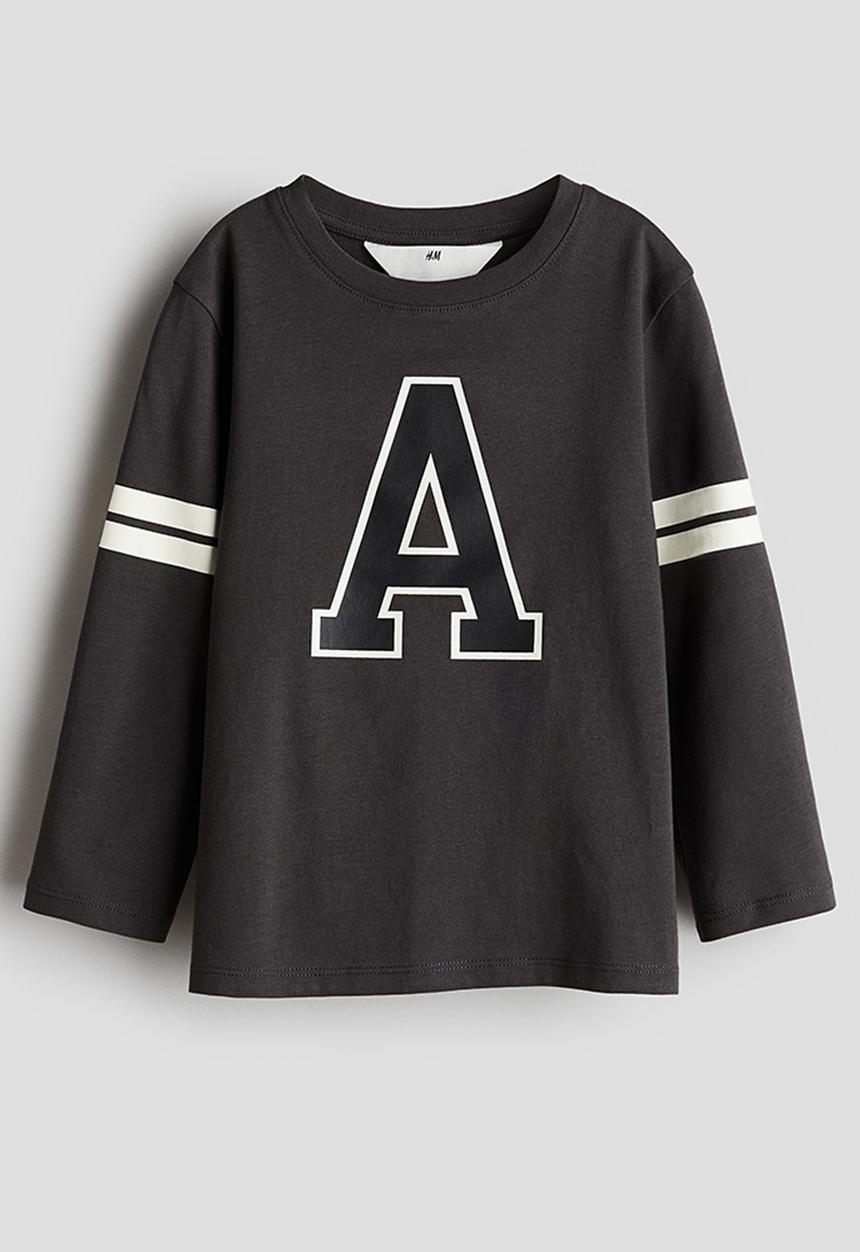 H&M - Printed long-sleeved t-shirt - dark grey