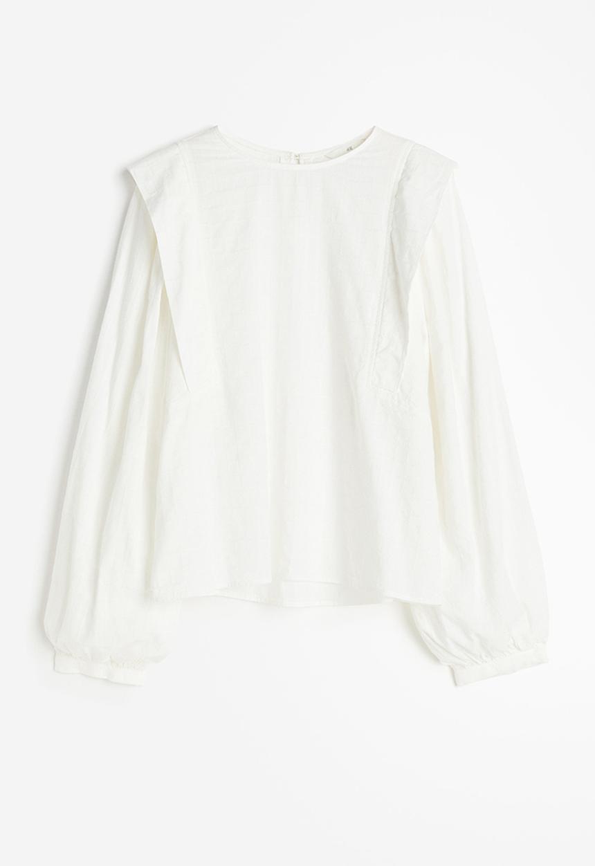 H&M - Balloon-sleeved blouse - white