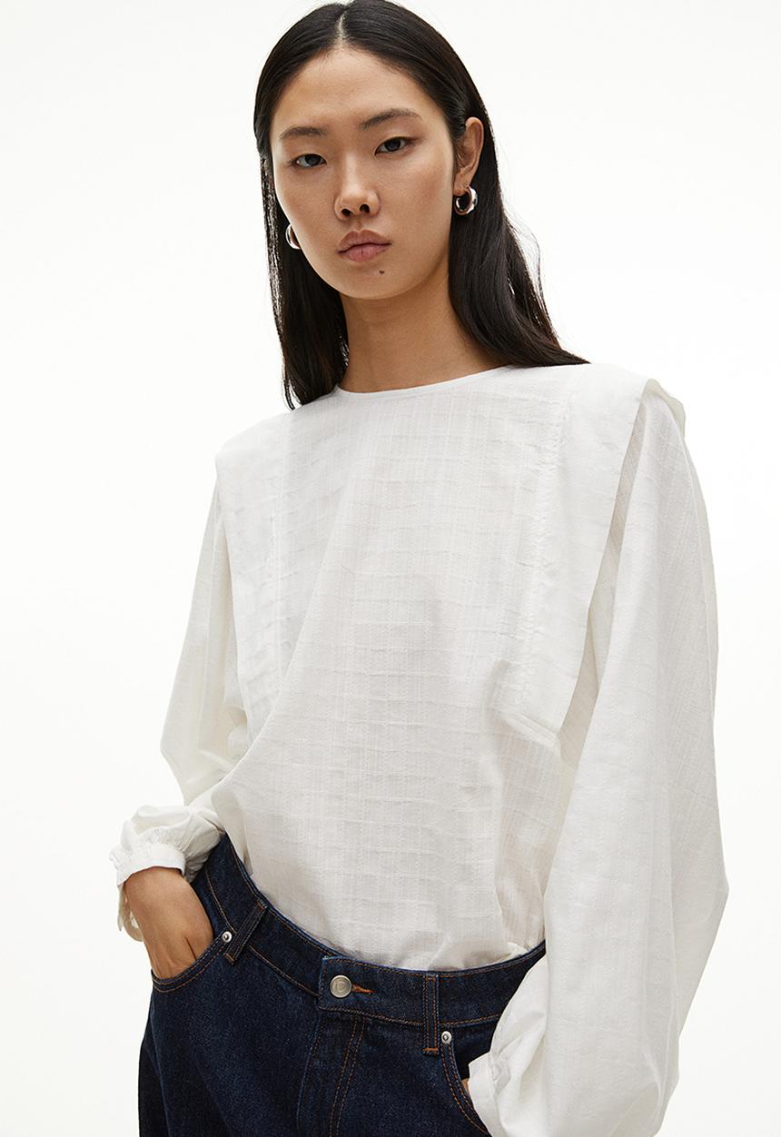 H&M - Balloon-sleeved blouse - white