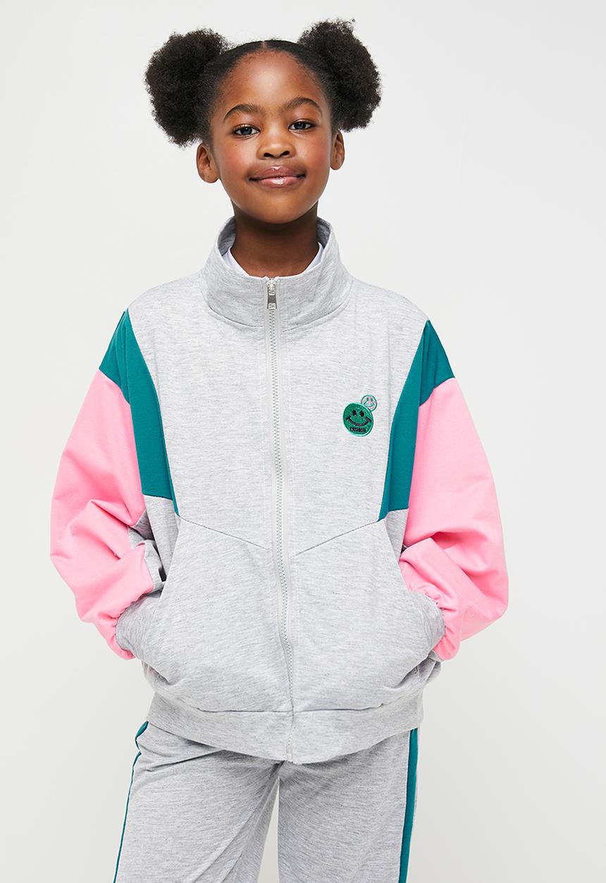 Pop Candy - Colour block track set - grey & pink