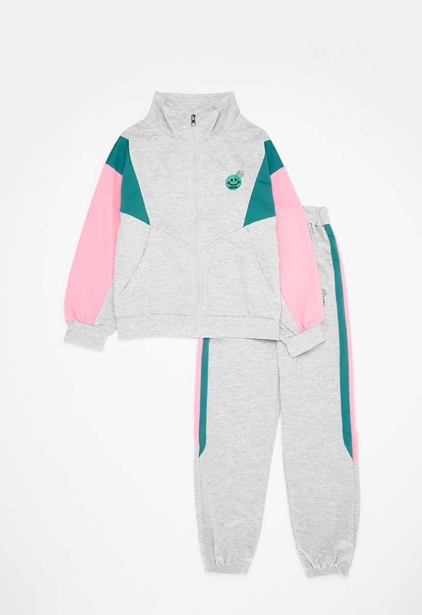 Pop Candy - Colour block track set - grey & pink