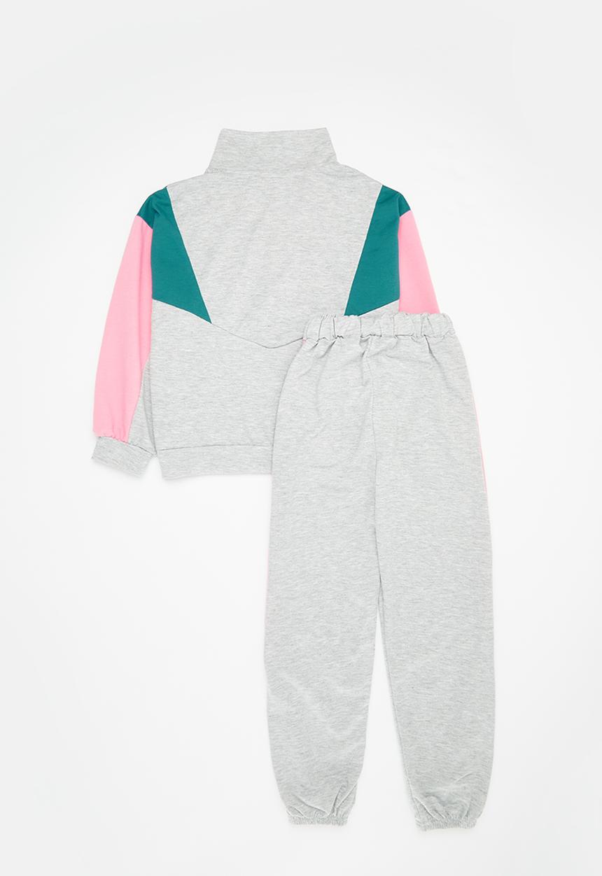 Pop Candy - Colour block track set - grey & pink
