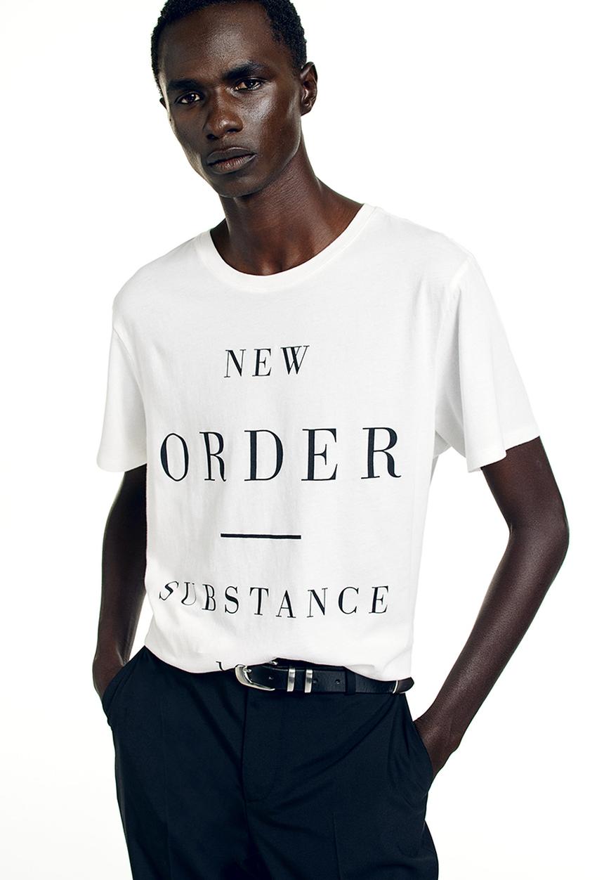 H&M - Regular fit printed t-shirt - cream/new order