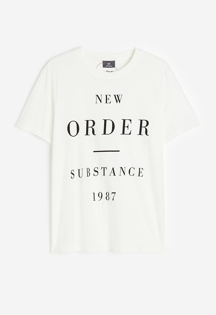 H&M - Regular fit printed t-shirt - cream/new order