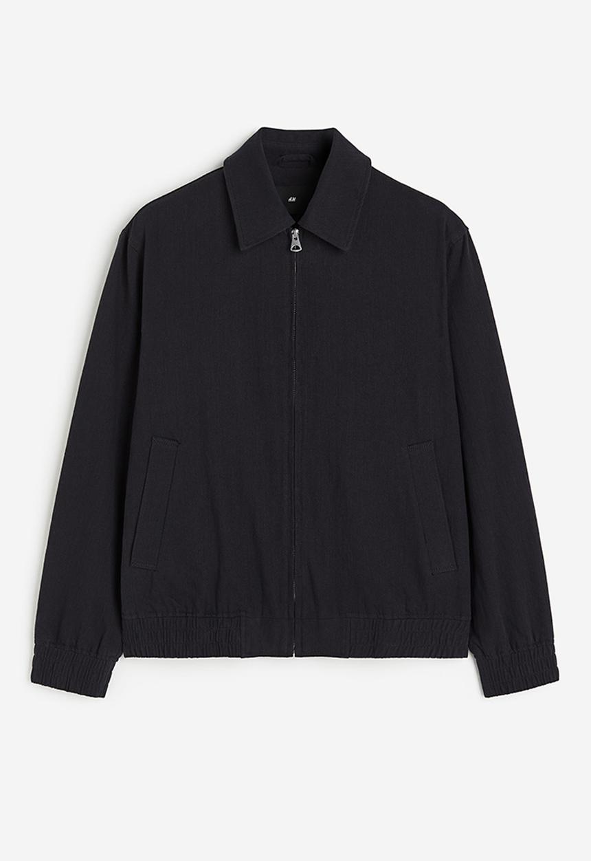 H&M - Regular fit linen-blend jacket - black