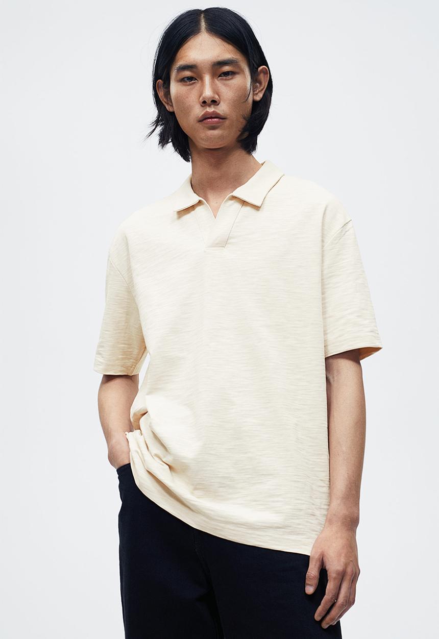 H&M - Relaxed fit polo shirt - light beige