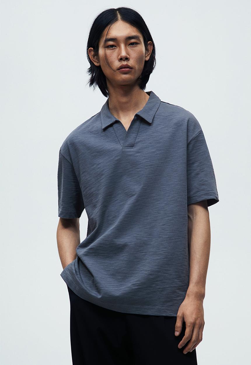 H&M - Relaxed fit polo shirt - steel blue