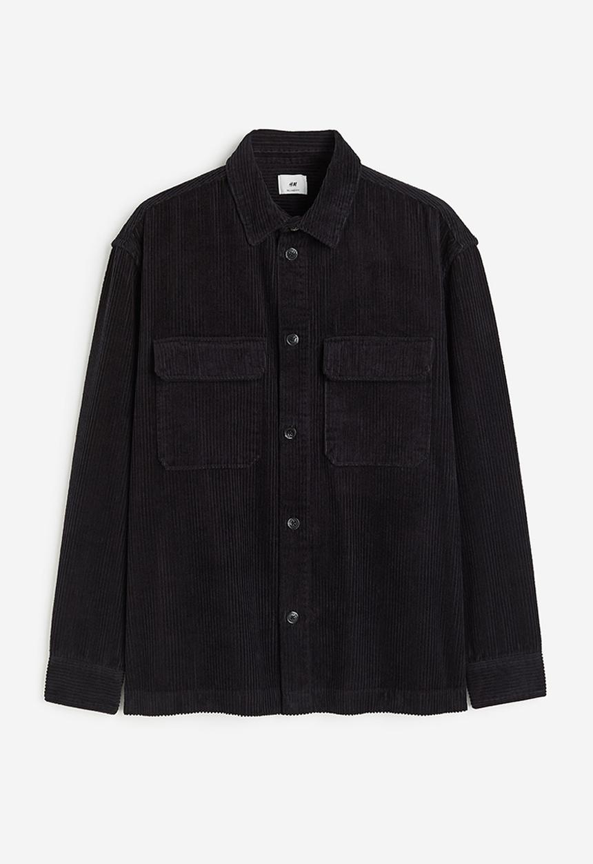 H&M - Relaxed fit corduroy shacket - black