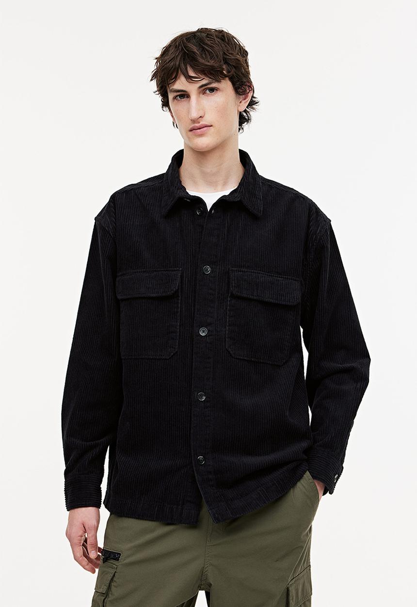 H&M - Relaxed fit corduroy shacket - black