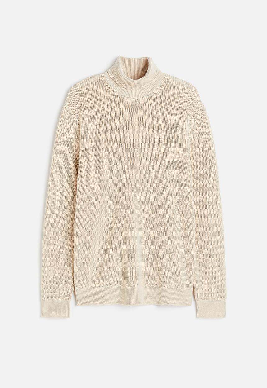 H&M - Regular fit polo-neck jumper - light beige