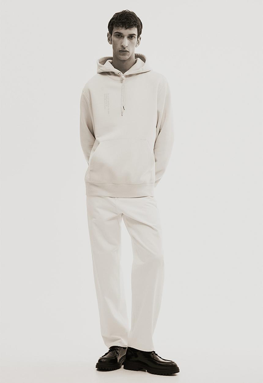 H&M - Regular fit printed hoodie - beige