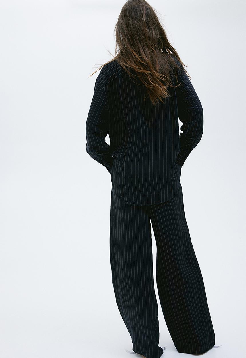 H&M - Pinstriped trousers - black/pinstriped