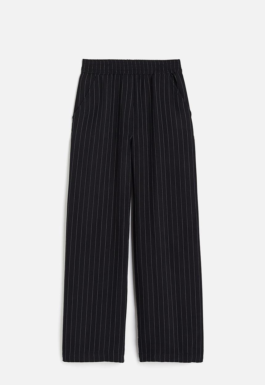 H&M - Pinstriped trousers - black/pinstriped