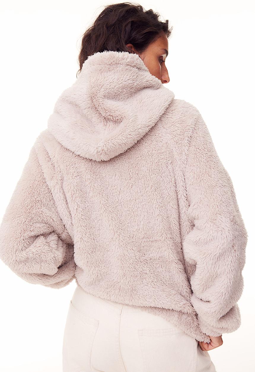 H&M - Pile zip-through hoodie - light beige