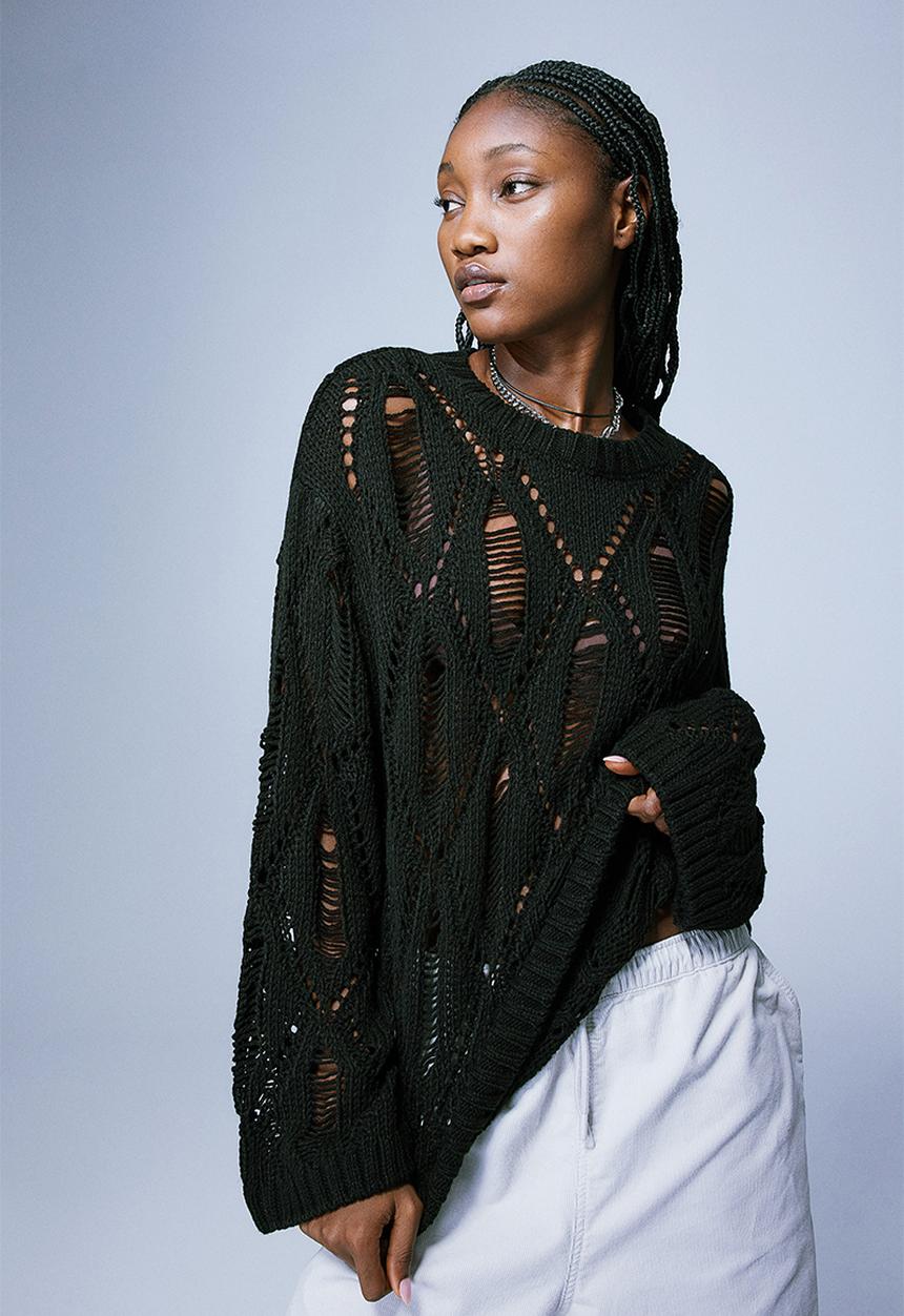 H&M - Ladder-stitch-look jumper - black