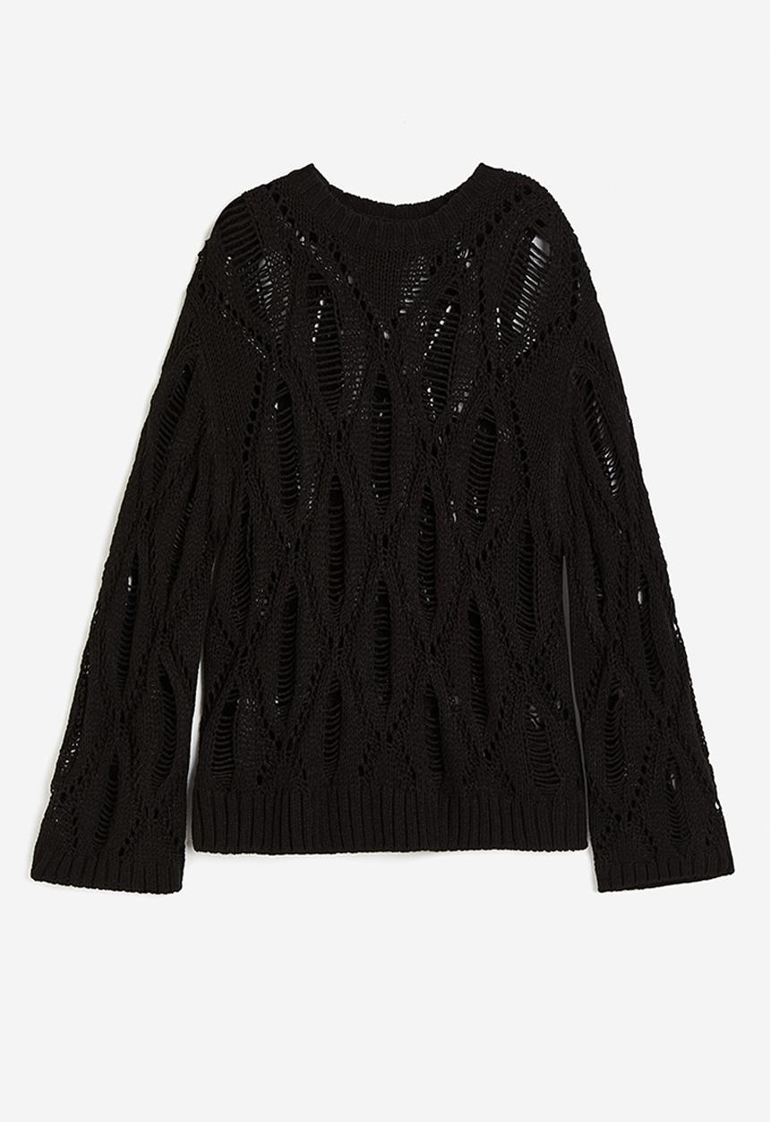 H&M - Ladder-stitch-look jumper - black