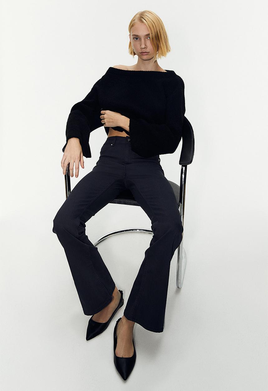 H&M - Flared twill trousers - grey