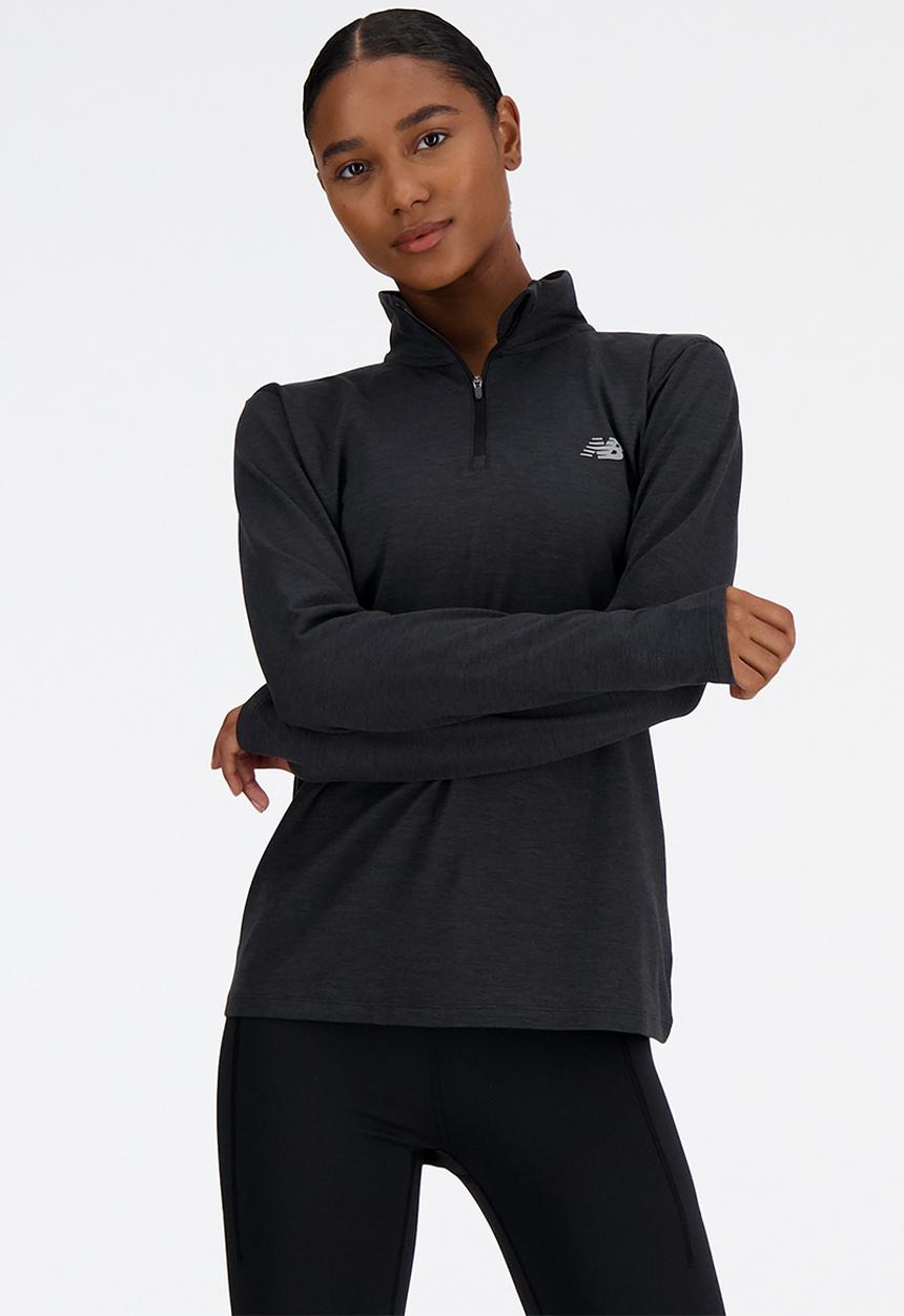 New Balance  - New Balance Space Dye QTR Zip - Black Heather