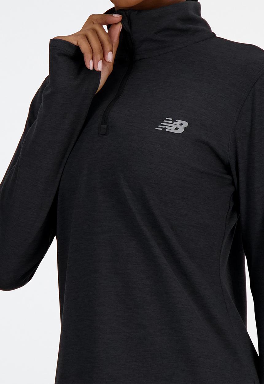 New Balance  - New Balance Space Dye QTR Zip - Black Heather