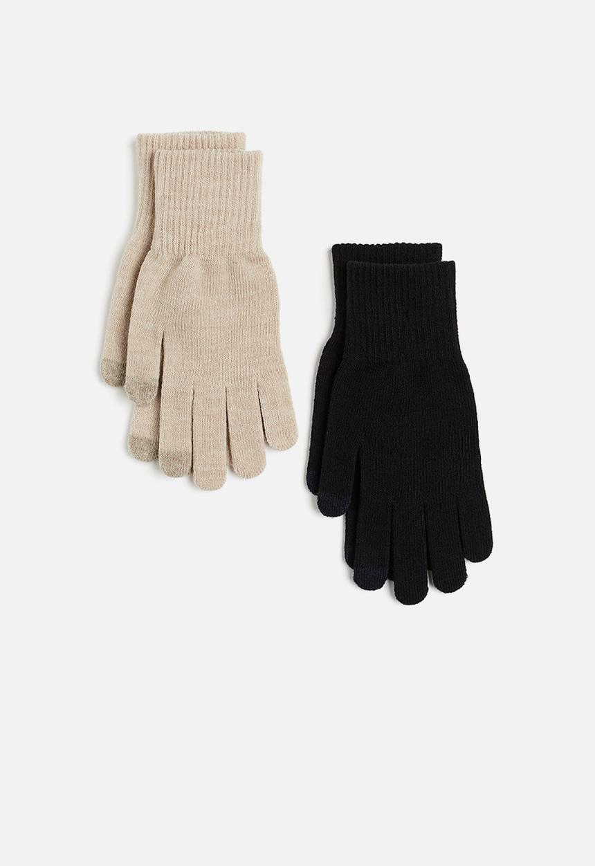 H&M - 2-Pack touchscreen gloves - beige & black 