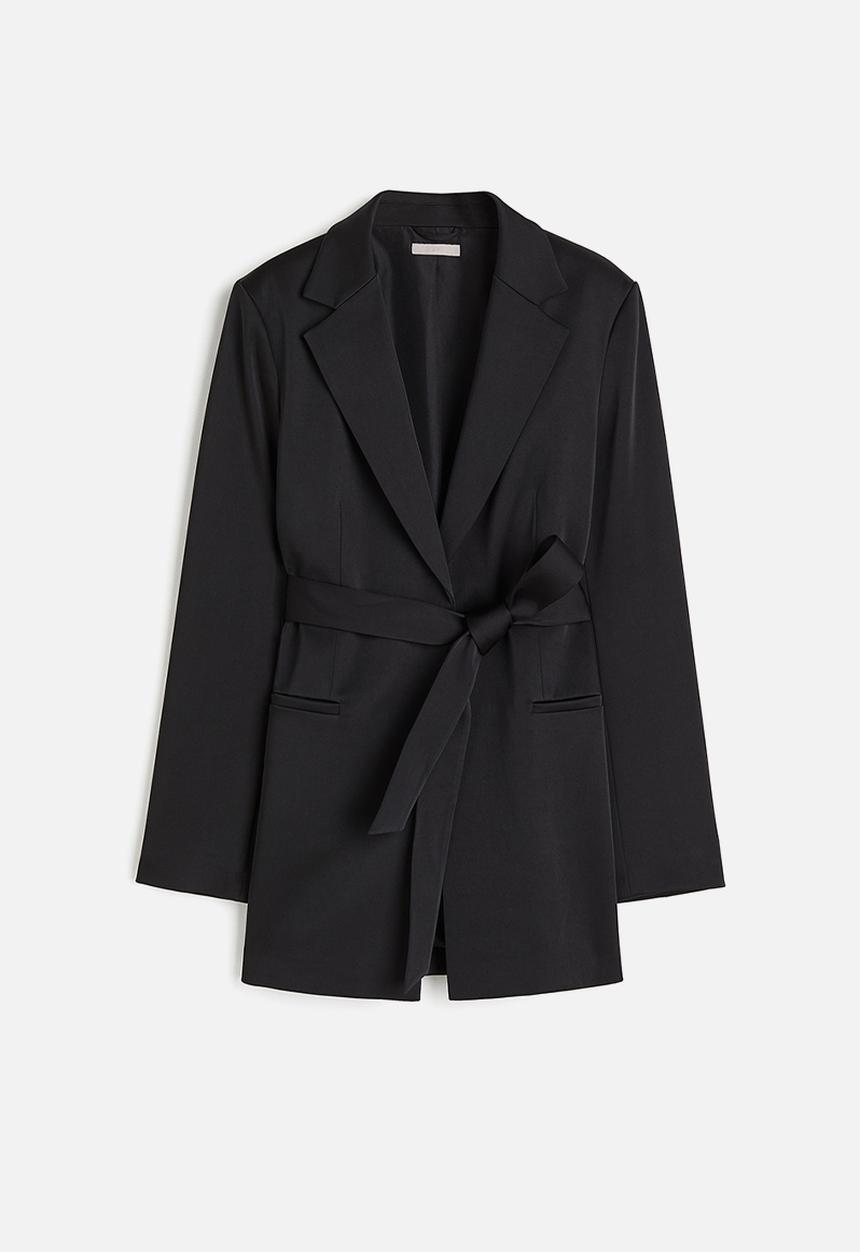 H&M - Tie-belt blazer - black