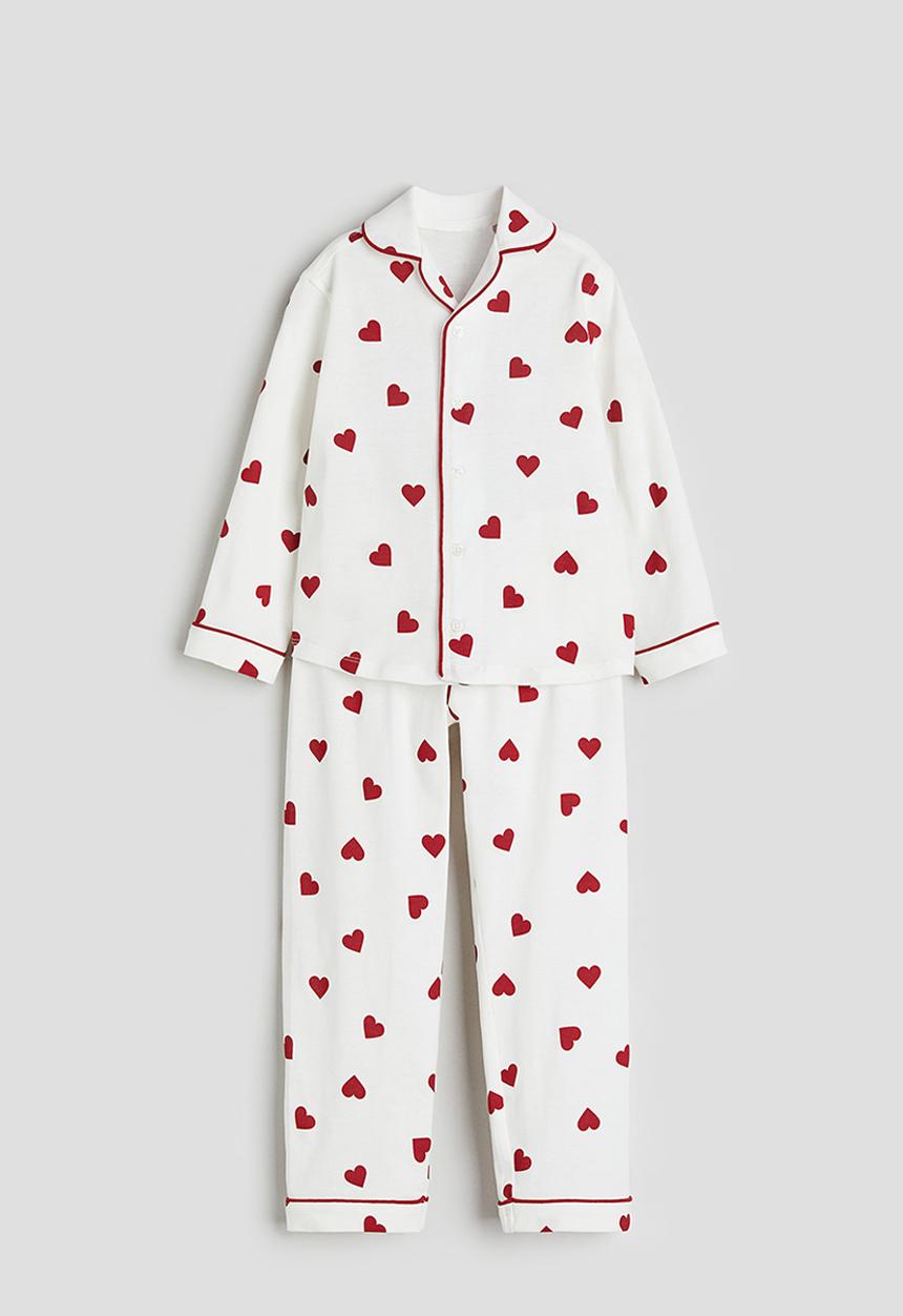 H&M - Patterned jersey pyjamas - white/hearts