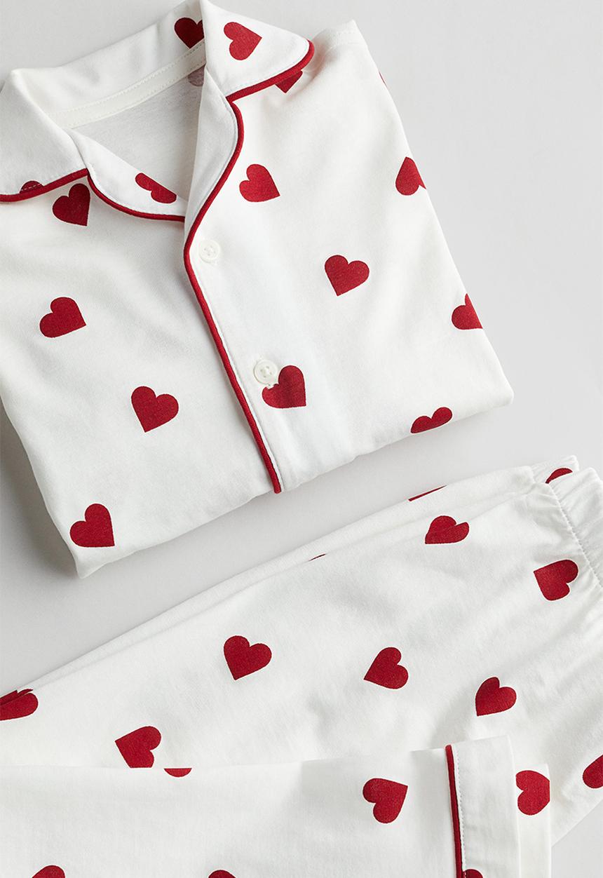 H&M - Patterned jersey pyjamas - white/hearts