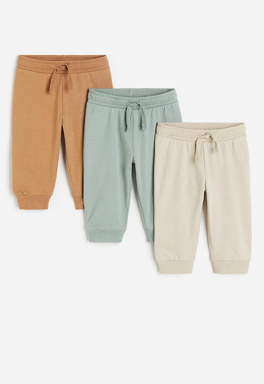 H&M - 3-Pack cotton joggers - light green/dark beige