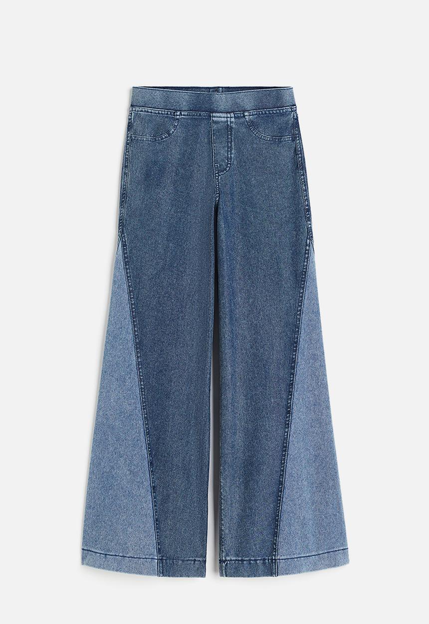 H&M - Wide trousers - dark denim blue/block-coloured 