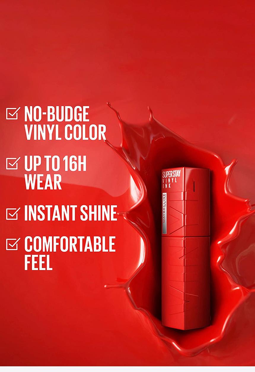 Maybelline - Superstay Vinyl Ink Liquid Lipstick, Smudge-free, Shine Finish - 10 Lippy