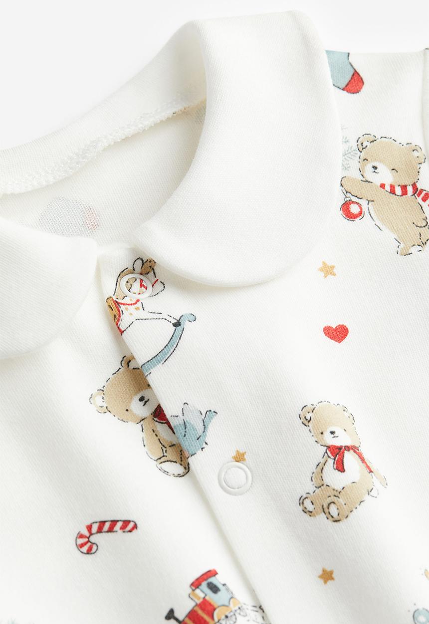 H&M - Sleepsuit with full feet - white patterned