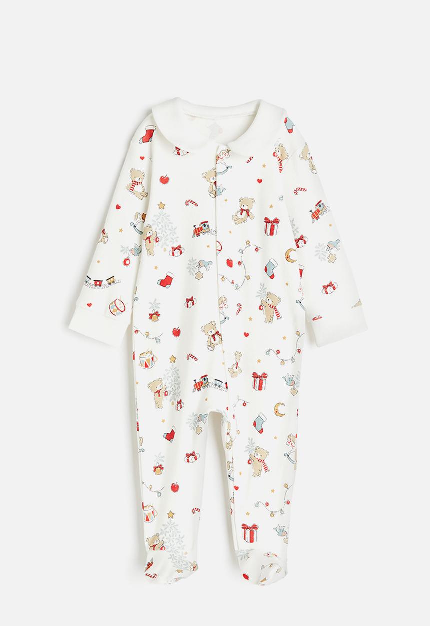 H&M - Sleepsuit with full feet - white patterned